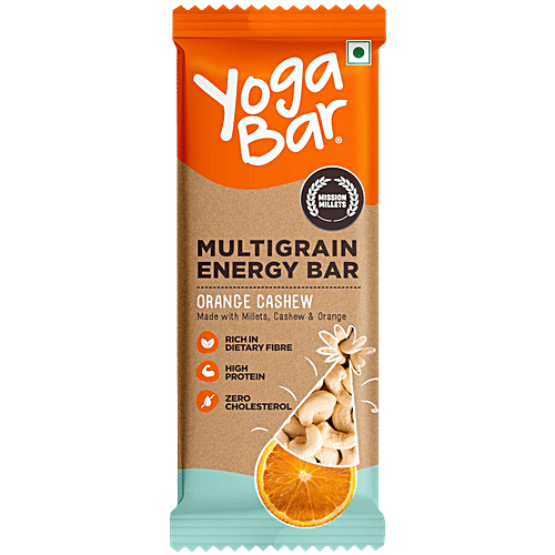 Yoga Bar Multigrain Energy Bar - Orange Cashew, Healthy Snack, High In Protein & Fibre, 38 g  Healthy Snack
 High In Protein & Fibre