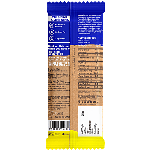 Yoga Bar Nuts & Seeds Multigrain Energy Bar, 38 g  High Fibre
 High Protein
 All Natural