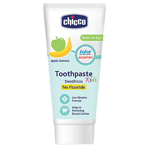 Chicco Toothpaste - Mela-Apple Banana, 6M+, No Fluoride, 50 g  No Fluoride
