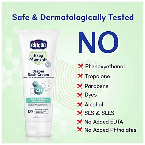 Chicco Baby Moments - Diaper Rash Cream, Zinc Oxide, Panthenol, Protective Regenerative Formula For Skin Rashes, 100 ml  Parabens Free
