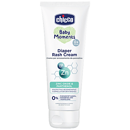 Chicco Baby Moments - Diaper Rash Cream, Zinc Oxide, Panthenol, Protective Regenerative Formula For Skin Rashes, 100 ml  Parabens Free