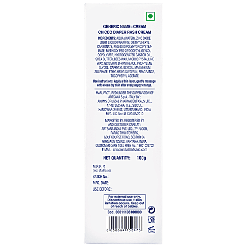 Chicco Baby Moments - Diaper Rash Cream, Zinc Oxide, Panthenol, Protective Regenerative Formula For Skin Rashes, 100 ml  Parabens Free