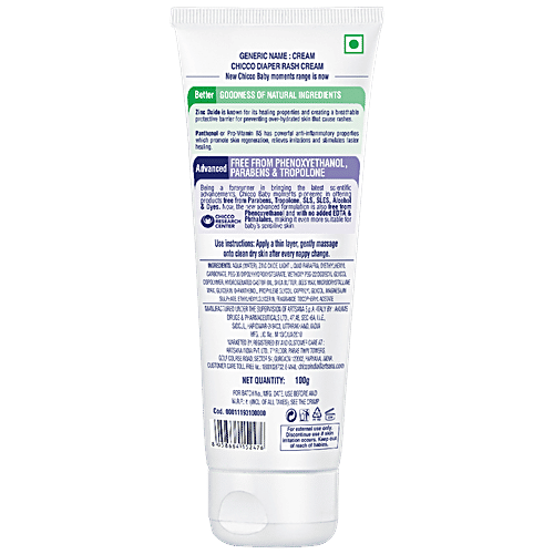Chicco Baby Moments - Diaper Rash Cream, Zinc Oxide, Panthenol, Protective Regenerative Formula For Skin Rashes, 100 ml  Parabens Free