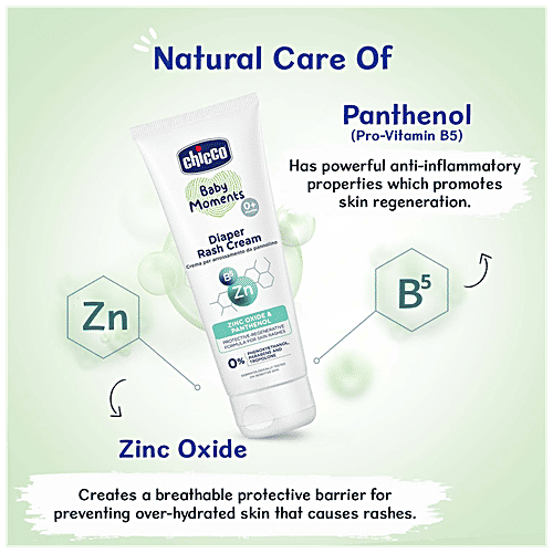 Chicco Baby Moments - Diaper Rash Cream, Zinc Oxide, Panthenol, Protective Regenerative Formula For Skin Rashes, 100 ml  Parabens Free