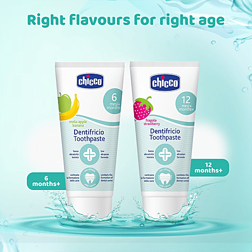 Chicco Strawberry Flavour Toothpaste For Babies, 50 g  Fluoride Free, Low REA Level