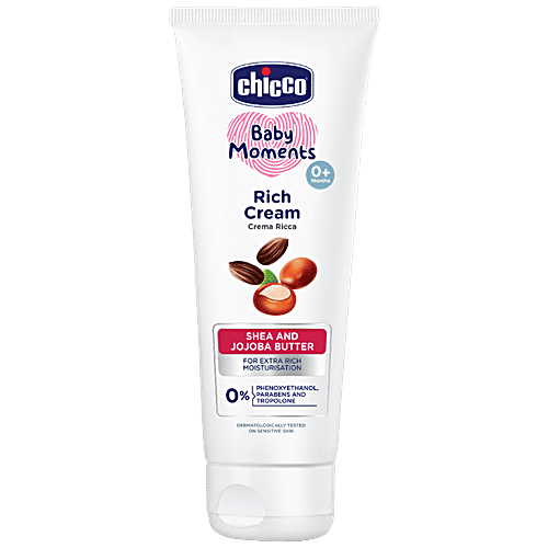 Chicco Baby Moments - Rich Cream, Shea & Jojoba Butter, For Extra Rich Moisturisation, 100 ml Parabens Free