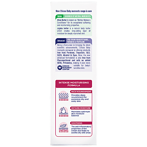 Chicco Baby Moments - Rich Cream, Shea & Jojoba Butter, For Extra Rich Moisturisation, 100 ml Parabens Free