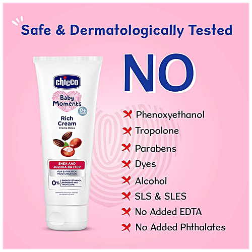 Chicco Baby Moments - Rich Cream, Shea & Jojoba Butter, For Extra Rich Moisturisation, 100 ml Parabens Free