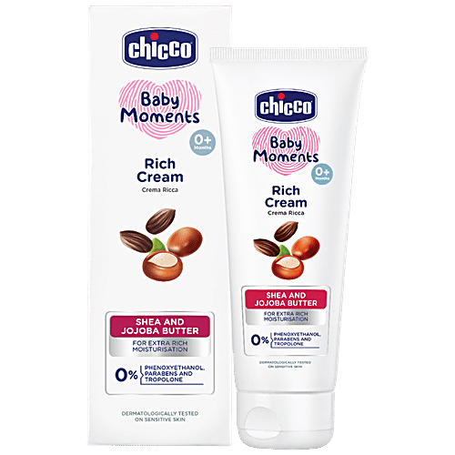Chicco Baby Moments - Rich Cream, Shea & Jojoba Butter, For Extra Rich Moisturisation, 100 ml Parabens Free