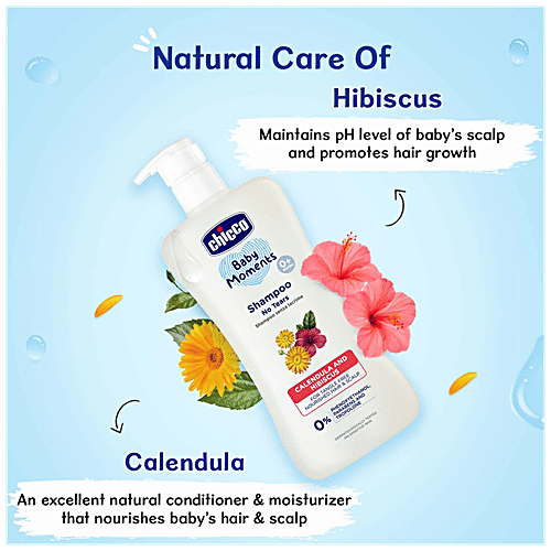 Chicco Baby Moments - Shampoo, Calendula & Hibiscus, For Tangle Free Nourished Hair & Scalp, 500 ml  Parabens Free