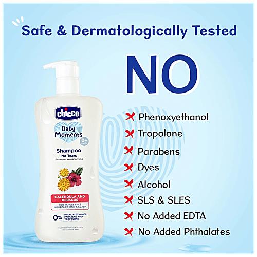 Chicco Baby Moments - Shampoo, Calendula & Hibiscus, For Tangle Free Nourished Hair & Scalp, 500 ml  Parabens Free