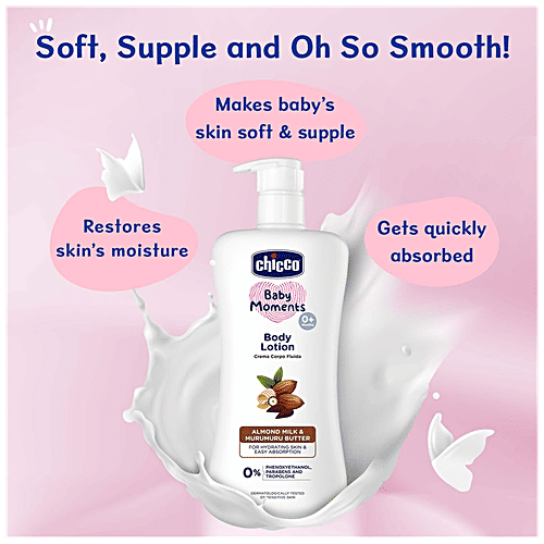 Chicco Baby Moments - Body Lotion, Almond Milk, Murumuru Butter, For Hydrating Skin & Easy Absorption, 200 ml  Parabens Free