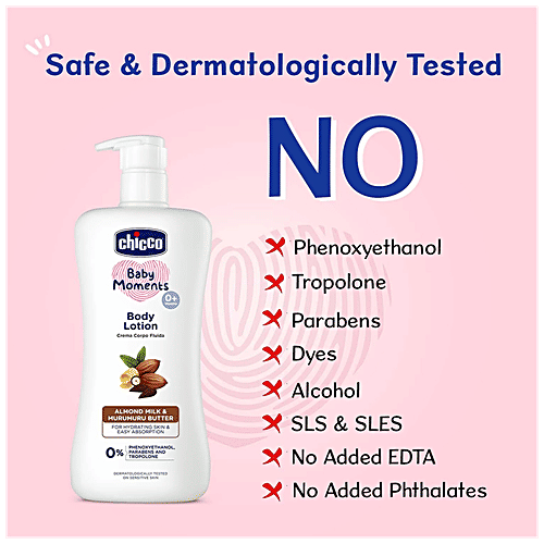 Chicco Baby Moments - Body Lotion, Almond Milk, Murumuru Butter, For Hydrating Skin & Easy Absorption, 200 ml  Parabens Free
