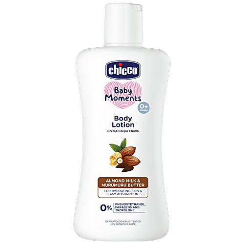 Chicco Baby Moments - Body Lotion, Almond Milk, Murumuru Butter, For Hydrating Skin & Easy Absorption, 200 ml  Parabens Free