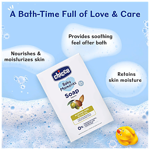 Chicco Baby Moments - Soap, Almond & Olive Oil, For Deep Moisturised Skin & Nourished Skin, 75 g  Parabens Free