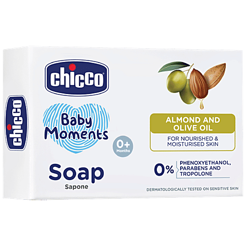 Chicco Baby Moments - Soap, Almond & Olive Oil, For Deep Moisturised Skin & Nourished Skin, 75 g  Parabens Free