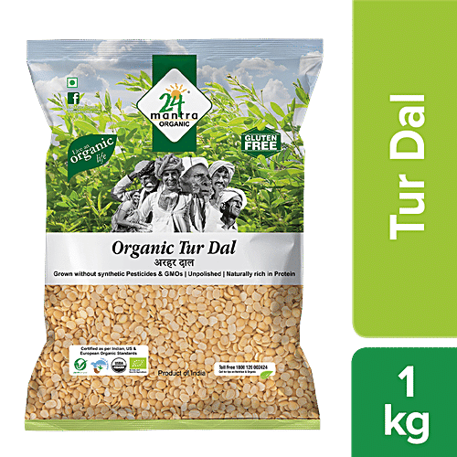 24 Mantra Organic Toor Dal, 1 kg Pouch 