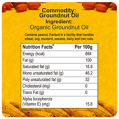 24 Mantra Organic Pressed Groundnut/Peanut Oil, 1 L Bottle 