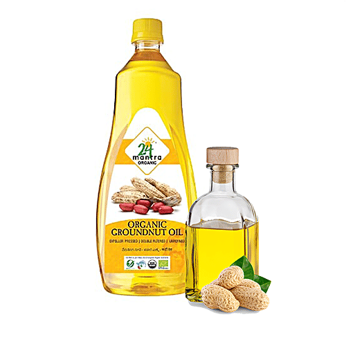24 Mantra Organic Pressed Groundnut/Peanut Oil, 1 L Bottle 
