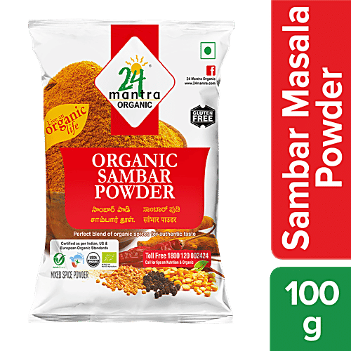 24 Mantra Organic Sambar Masala Powder, 100 g Pouch 