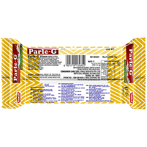 Parle Original Gluco Biscuits, 90 g (80 + 10 g Extra) Zero Transfat, Zero Cholesterol, Gives Strength & Energy