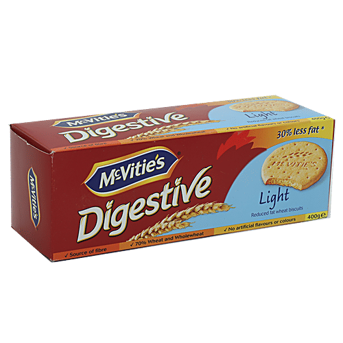 McVitie's Wholewheat Digestive Light Imported Biscuits With 30% Lesser Fat, 400 g Carton 