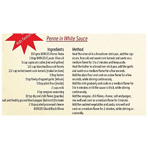 Borges Durum Wheat Pasta - Mini Penne Rigate, 350 g Pouch 0% Cholesterol & No TransFats