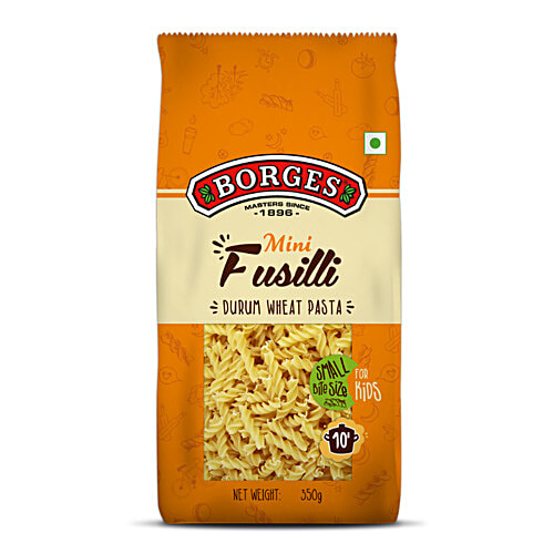 Borges Durum Wheat Pasta - Mini Fusilli, 350 g Pouch 0% Cholesterol & No TransFats