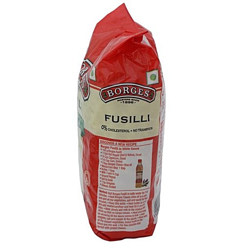 Borges Durum Wheat Pasta - Fusilli, 500 g Pouch 0% Cholesterol & No TransFats