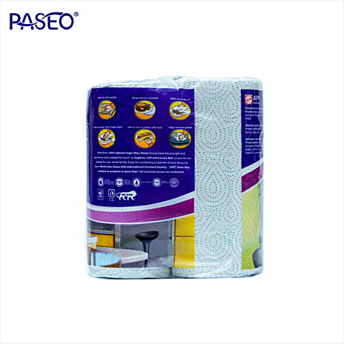 Paseo Printed Kitchen Towel Rolls - 2 Ply, 2 pcs Stronger & Highly Absorbent