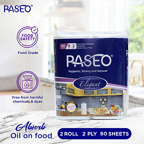 Paseo Printed Kitchen Towel Rolls - 2 Ply, 2 pcs Stronger & Highly Absorbent