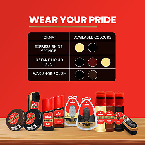 Kiwi Express Shine Sponge - Black, 1 pc Box Superior Shine Time After Time, Instant Shine for Black Leather