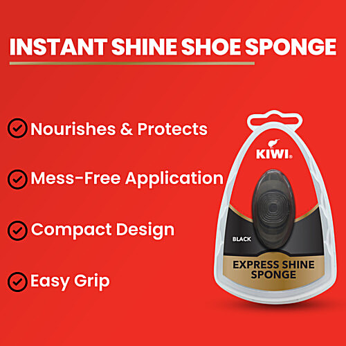 Kiwi Express Shine Sponge - Black, 1 pc Box Superior Shine Time After Time, Instant Shine for Black Leather