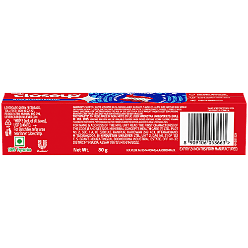 Closeup Toothpaste, 80 g  Long lasting 18 Hours of Fresh Breath