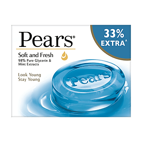 Pears Soft & Fresh Glycerine & Mint Extracts Bathing Bar, 75 g  