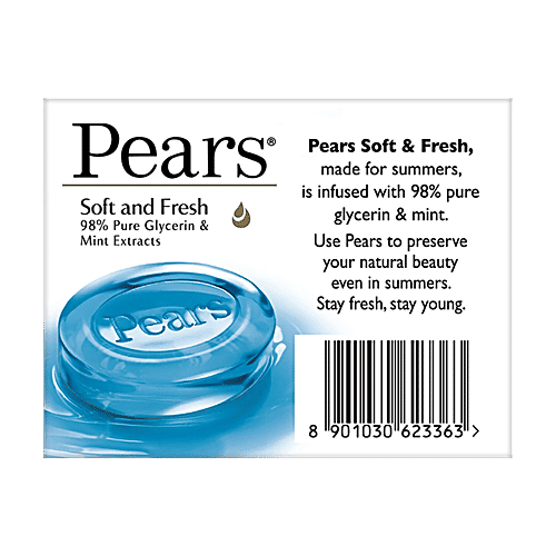 Pears Soft & Fresh Glycerine & Mint Extracts Bathing Bar, 75 g  