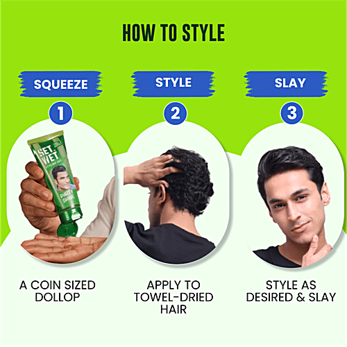 Set Wet Styling Hair Gel for Men - Party Shine, 100 g  100% Alcohol Free