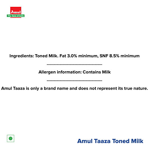 Buy Amul Taaza Homogenised Toned Milk 1 Lt Carton Online at the Best