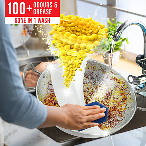 Vim Dishwash Liquid Gel With Lemon Fragrance - Leaves No Residue, Grease Cleaner For All Utensils, 750 ml Bottle