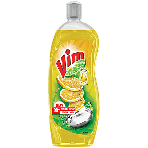 Vim Dishwash Liquid Gel With Lemon Fragrance - Leaves No Residue, Grease Cleaner For All Utensils, 750 ml Bottle