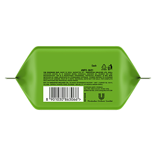 Vim Dishwash Bar - Lemon, 90 g (Pack of 4)
