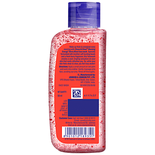 Clean & Clear Morning Energy Berry Blast Face Wash, 50 ml