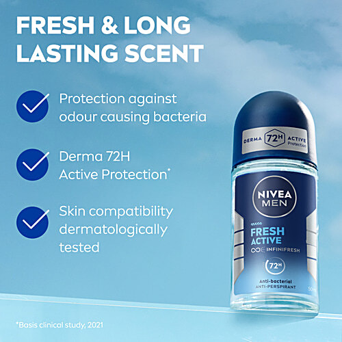 Nivea Men Fresh Active Roll On Deodorant, 50 ml  