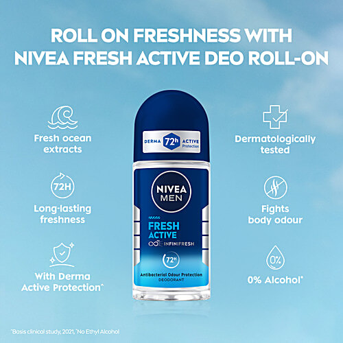 Nivea Men Fresh Active Roll On Deodorant, 50 ml  