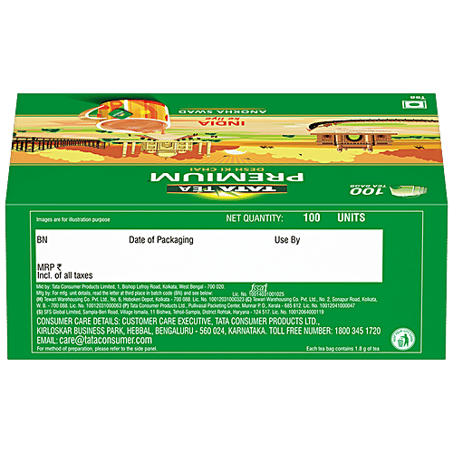 Tata Tea Premium Leaf Tea, 200 g (100 Bags x 2 g each) 