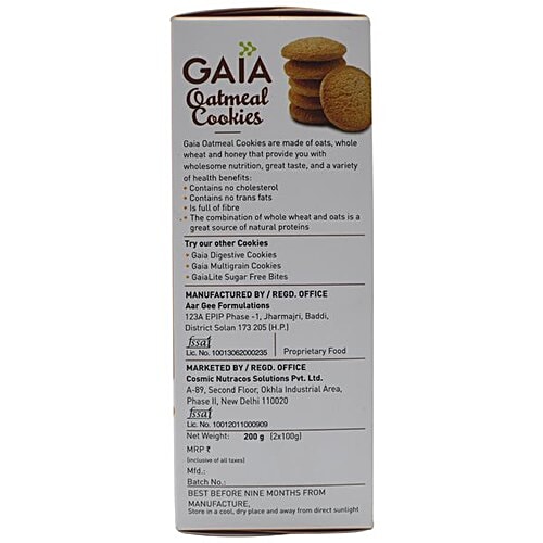Gaia  Cookies - Oatmeal, 200 g  Zero Cholesterol, Zero Trans Fat, Source of Dietary Fibre