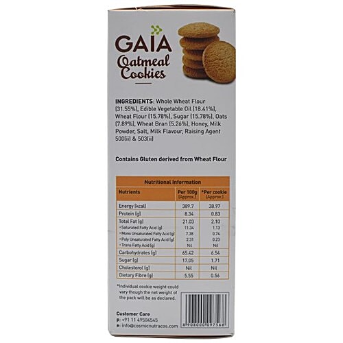 Gaia  Cookies - Oatmeal, 200 g  Zero Cholesterol, Zero Trans Fat, Source of Dietary Fibre