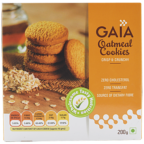 Gaia  Cookies - Oatmeal, 200 g  Zero Cholesterol, Zero Trans Fat, Source of Dietary Fibre