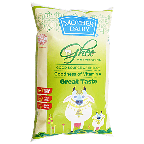Buy Mother Dairy Pure Cow Ghee 1 Ltr Pouch Online at the Best Price of