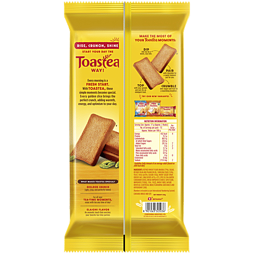 Britannia Toastea Premium Bake Rusk With Goodness Of Elaichi, Sooji & Wheat, 250 g  0% Trans Fat